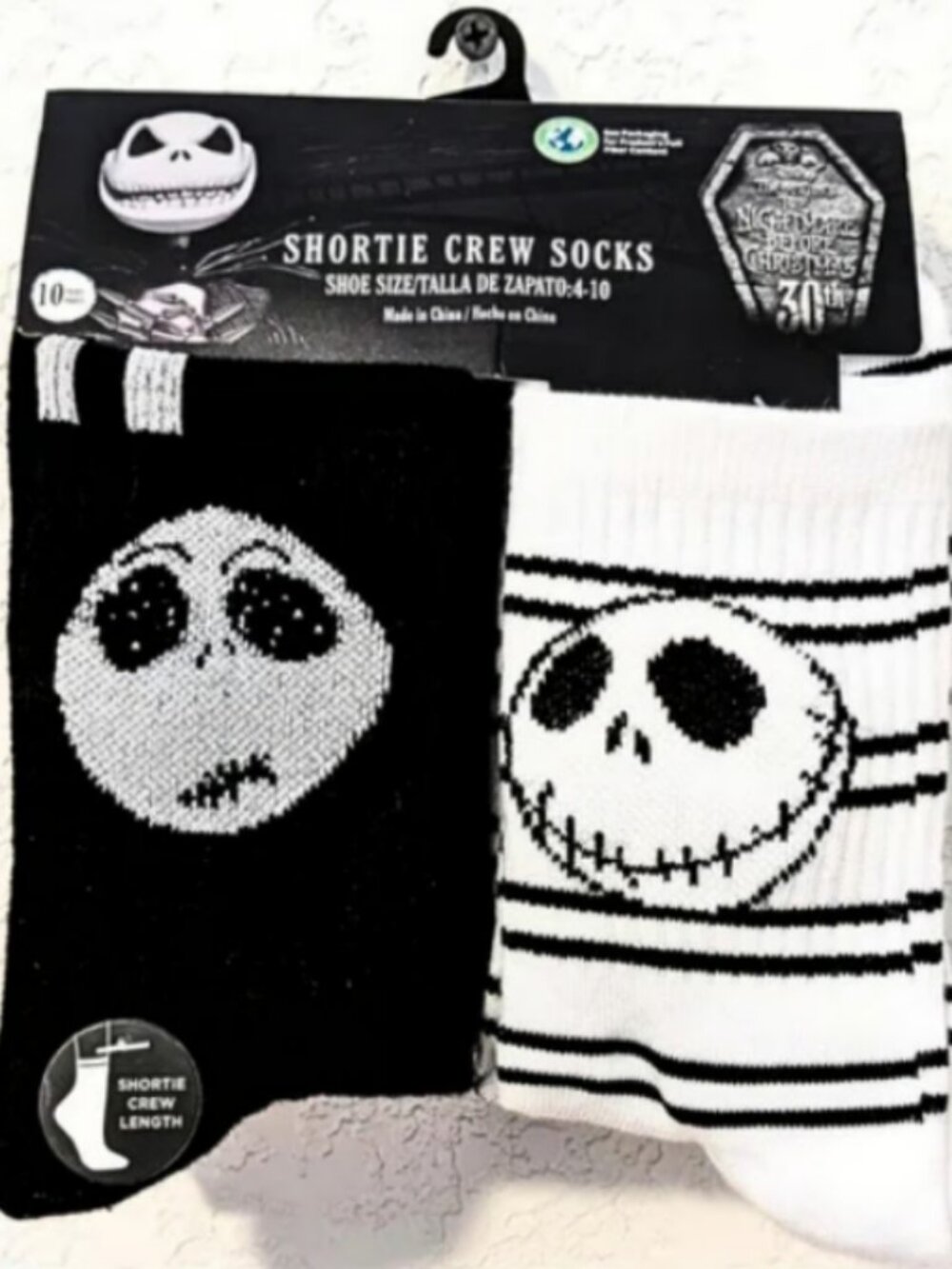NWT Nightmare Before Christmas Jack Skellington Shortie Crew Socks Goth 10 Pack